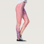 Roze Paarse Glitter Abstract Ink Waterverf Paint Leggings (Rechts)
