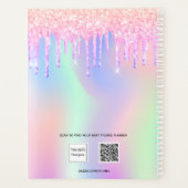 Roze paarse glitter drijft holografische school planner (Achterkant)