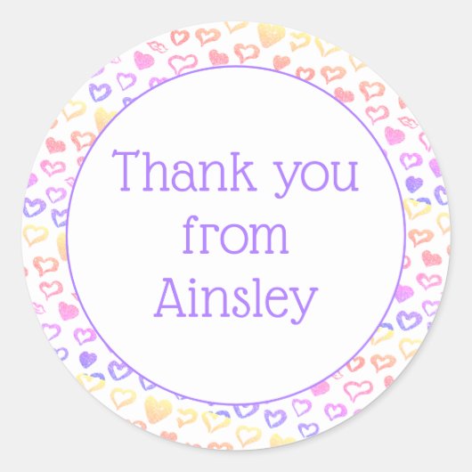 Roze Paarse glitter Hartelijk dank Ronde Sticker (Voorkant)