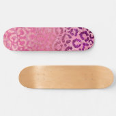 Roze Paarse Glitter Leopard Animal Print Gradiënt Skateboard (Horizontaal)