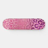 Roze Paarse Glitter Leopard Animal Print Gradiënt Skateboard (Horizontaal)