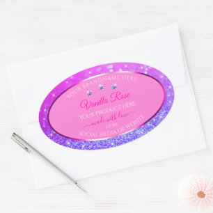 Roze Paarse Glitter Product Labels neushoorns