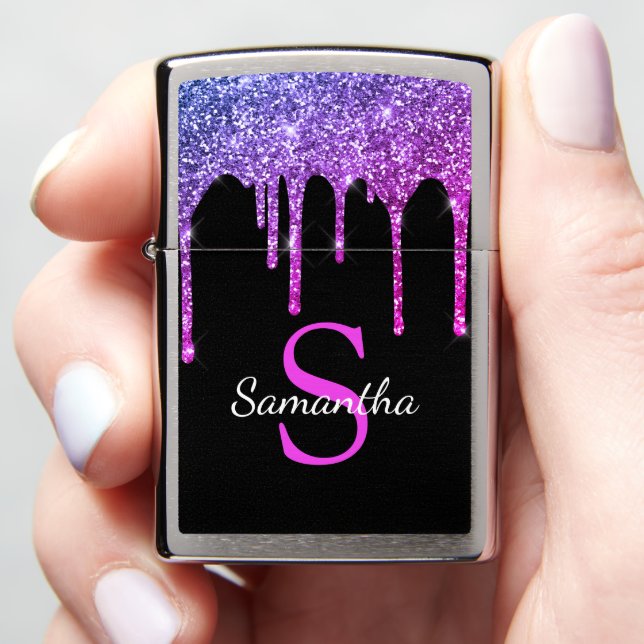 Roze Paarse glitter Sparkle Drivers Monogram Naam (In Hand)