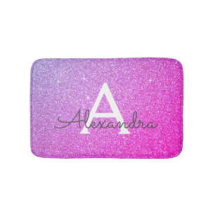 Roze Paarse Glitter Sparkle Monogram Badmat