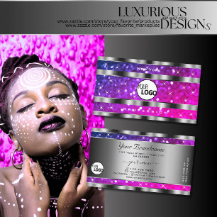 Roze Paarse Glitter Stars Silver Decor Toevoegen L Visitekaartje