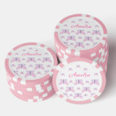 Roze paarse glitter vlinder naam tekst letter toev poker chips (Opstapeling)