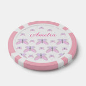 Roze paarse glitter vlinder naam tekst letter toev poker chips (Enkel)
