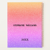 Roze Paarse Glitters Naam Monogram Cadeau Cool Planner (Achterkant)
