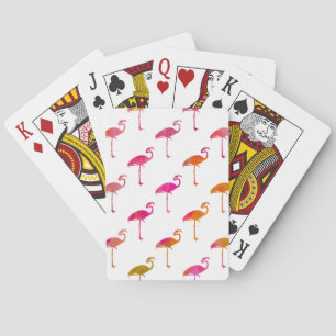 Roze Paarse Gold Flamingo Waterverf Tropisch Pokerkaarten