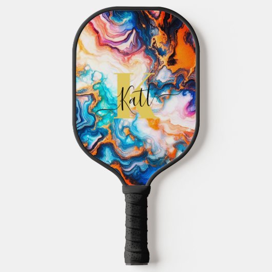 Roze Paarse Golden Custom Monogram Pickleball Paddle (Voorkant)