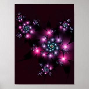 Roze Paarse Gotische Bloemen Poster