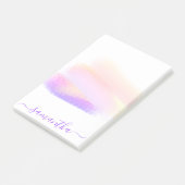 Roze paarse gouden borstelslagen, naamscript post-it® notes (Schuin)
