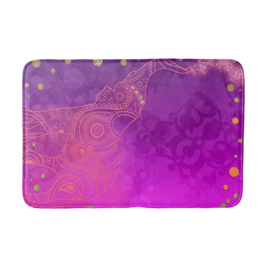Roze Paarse gouden olifant Exotische Bright Succes Badmat (Voorkant)