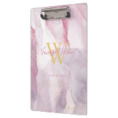 Roze Paarse Gouden Waterverf Monogram Script Klembord (Links)
