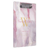 Roze Paarse Gouden Waterverf Monogram Script Klembord (Rechts)