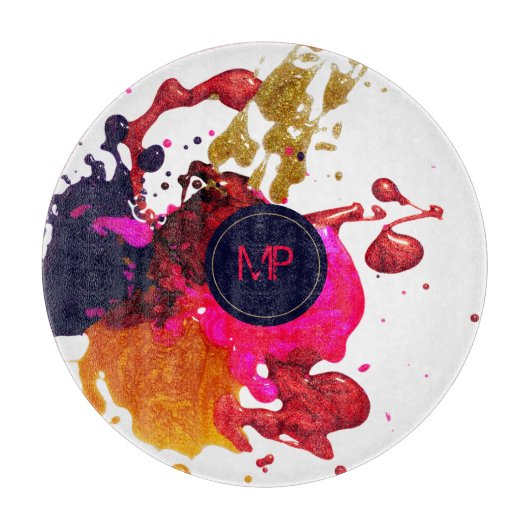 Roze Paarse goudplatter Monogram Snijplank (Voorkant)