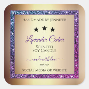Roze Paarse gradiënt Glitter Product Labels Gold