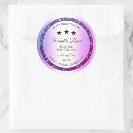 Roze Paarse gradiënt Glitter Spark Product Labels (Tas)