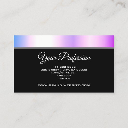 Roze Paarse gradiënt Holografisch Ontwerp Modern Visitekaartje (Achterkant)