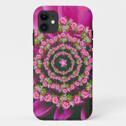 Roze Paarse Groene Garden Flowers Kerstmis Case-Mate iPhone Case (Achterkant)