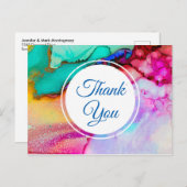 Roze Paarse Groene Marmer Abstracte Waterverf Briefkaart (Voorkant / Achterkant)