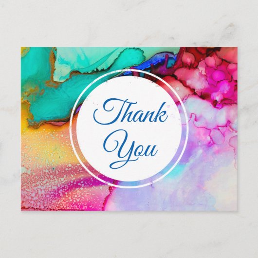 Roze Paarse Groene Marmer Abstracte Waterverf Briefkaart (Voorkant)