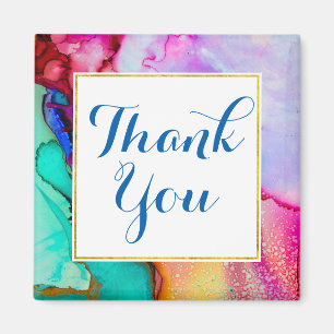 Roze Paarse Groene Marmer Abstracte Waterverf Magneet