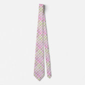 Roze Paarse Groene Pastel Plaid Stropdas (Voorkant)