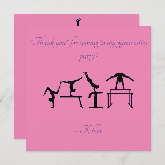 Roze & Paarse Gymnastiek Dank u kaart (Voorkant / Achterkant)