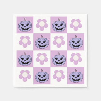 Roze Paarse Halloween Jack o Lantern dambord Servet
