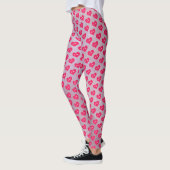 Roze Paarse hartspatroon Valentine Day Leggings (Links)