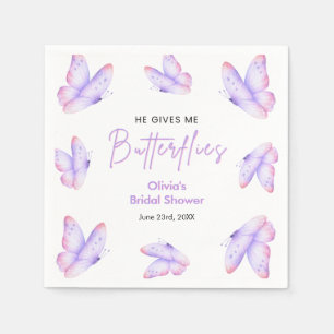 Roze Paarse Hij Geeft Me Vlinders Bruiloft Feest  Servet