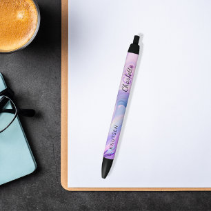 Roze paarse holografische monogram zwarte inkt pen