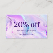 Roze paarse holografische qr code business kortingskaartje (Voorkant)