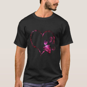Roze paarse Hond kat pootafdruk hart puppy huisdie T-shirt
