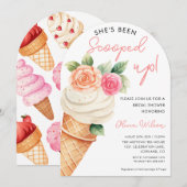 Roze & Paarse Ice Cream & Floral Vrijgezellenfeest Kaart (Voorkant / Achterkant)