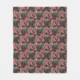 Roze & Paarse Iris Bloemen Bloemen Bloemen Bloemen Fleece Deken