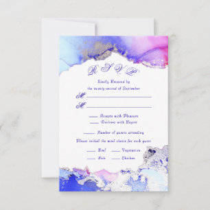 Roze Paarse Jewel Tones Ink Wash RSVP Kaartje