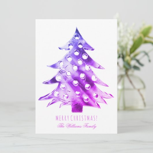 Roze Paarse Kerstboom Modern Elegant Kaart (Staand voorkant)