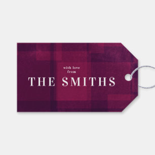 Roze Paarse kerstfeestdag - Label met cadeaus Cadeaulabel