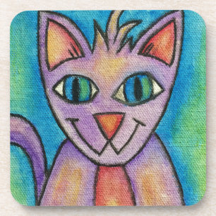 Roze Paarse Kitty Kat Bier Onderzetter