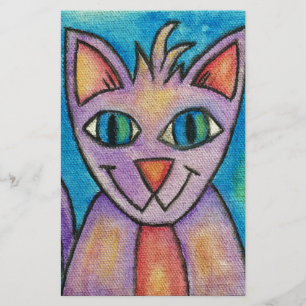 Roze Paarse Kitty Kat Briefpapier