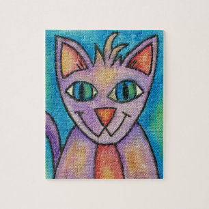 Roze Paarse Kitty Kat Legpuzzel