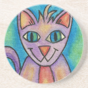 Roze Paarse Kitty Kat Zandsteen Onderzetter