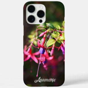 Roze Paarse kleurrijke Fuchsia Flower Initialen iPhone 16 Pro Max Hoesje