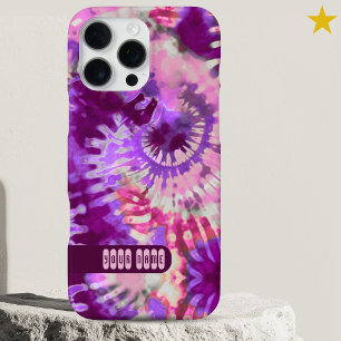 Roze Paarse Kleurrijke Tie Dye Aangepaste Naam Ret iPhone 16 Pro Max Hoesje