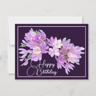 Roze/paarse krokus paarse achtergrond Gelukkig Ver Briefkaart