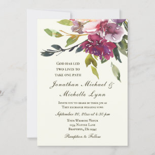 Roze Paarse lavender Floral Christelijk bruiloft Kaart