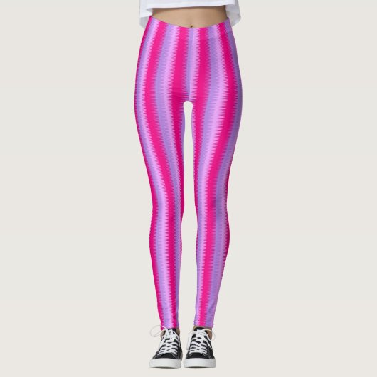Roze paarse leggings met heldere streep (Voorkant)