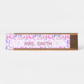 Roze Paarse Leraar Educator Professioneel Monogram Bureau Naambordje (Voorkant)